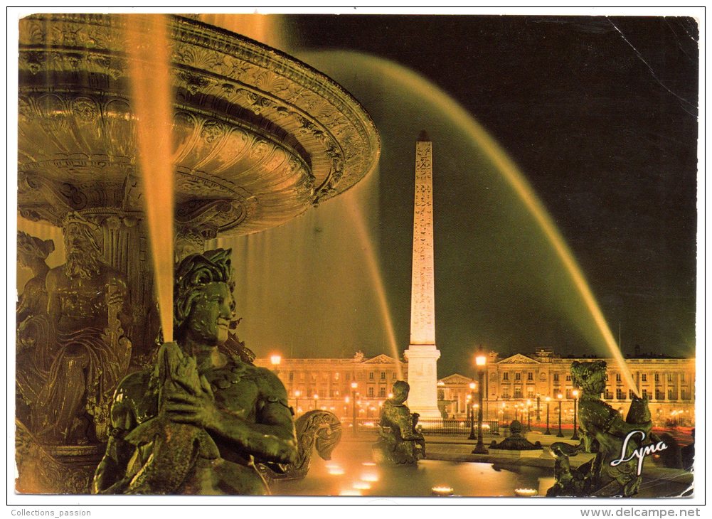 CP, 75, PARIS La Nuit, La Place De La Concorde Illuminée, Voyagé En 1973 - París La Noche