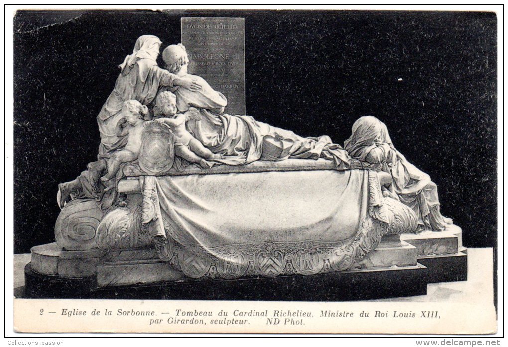 CP, 75, PARIS, Eglise De La Sorbonne, Tombeau Du Cardinal Richelieu...par Girardon, Sculpteur, Vierge - Churches
