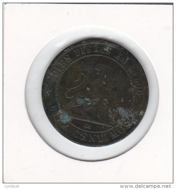 10 Centimos Bronze 1870 DIEZ GRAMOS - Münzen Der Provinzen