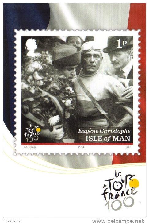 100ème Tour De France  -  Eugène Christophe  -  Isle Of Man Stampcard  -  Carte Postale - Cycling