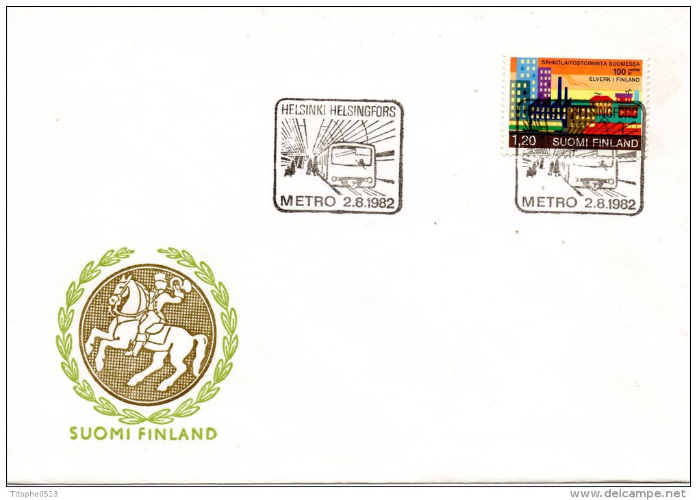 FINLANDE. Enveloppe Commémorative De 1982. Métro De Helsinki. - Tramways