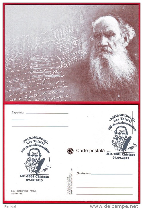 Moldova, Cancelled Postcard, Lev Tolstoi - Russian Writer, 2013 - Moldavie