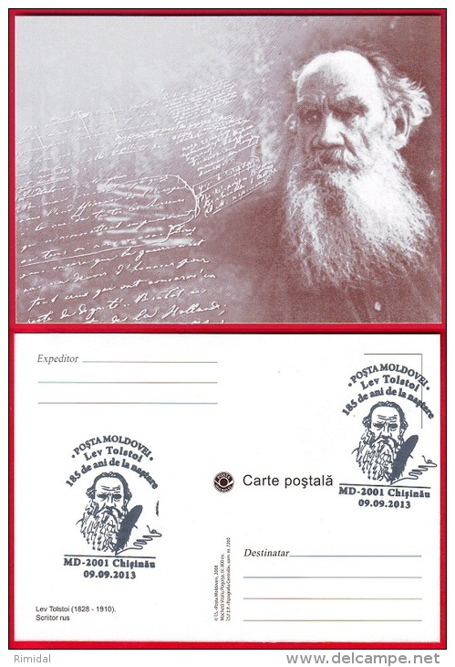 Moldova, Cancelled Postcard, Lev Tolstoi - Russian Writer, 2013 - Moldavië