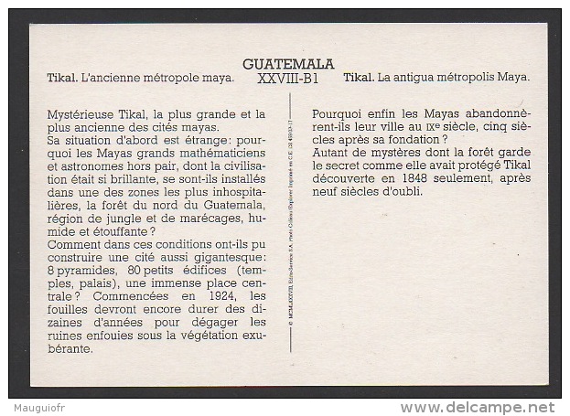 DF / GUATEMALA / TIKAL / L' ANCIENNE METROPOLE MAYA / CARTE DOCUMENTAIRE - Guatemala