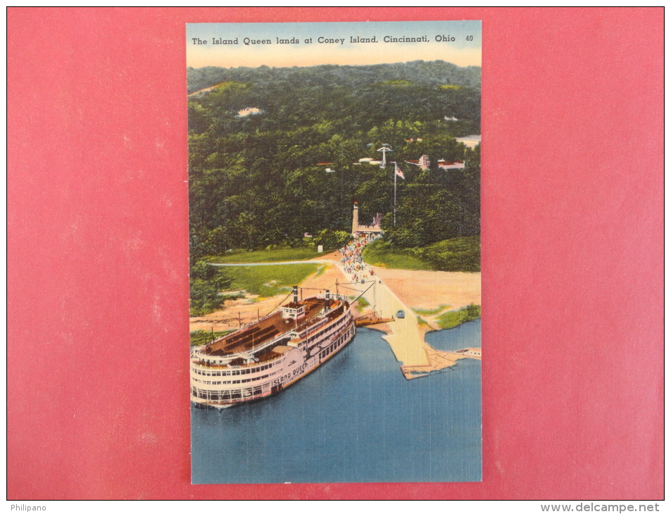 Cincinnati,OH--The Island Queen Lands At Coney Island--not Mailed--PJ 247 - Autres & Non Classés