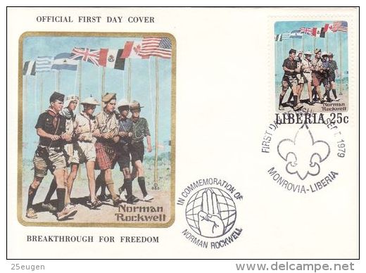 LIBERIA 1979 SCOUTING "Breakthrough For Freedom " / IN COMMEMORATION OF NORMAN ROCKWELL  FDC - Liberia