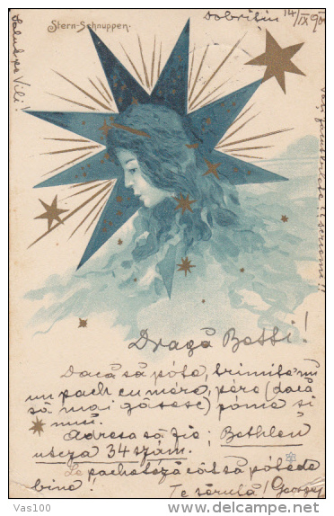 CPA STERN- SCHNUPPEN- YOUNG WOMAN WITH STARS - Barber, Court