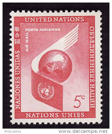 Nations Unies New York   1957-59 -  PA 5  -    NEUF* - Poste Aérienne