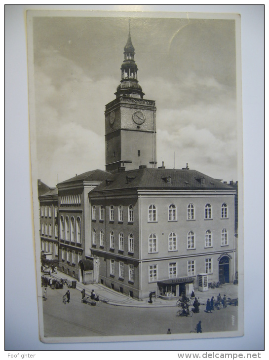 Reichenbach (Eulengeb.) - Rathaus Sparkasse Alt Fahrrad Markt 1942 Used (nazi Era) Stamp - Reichenbach I. Vogtl.