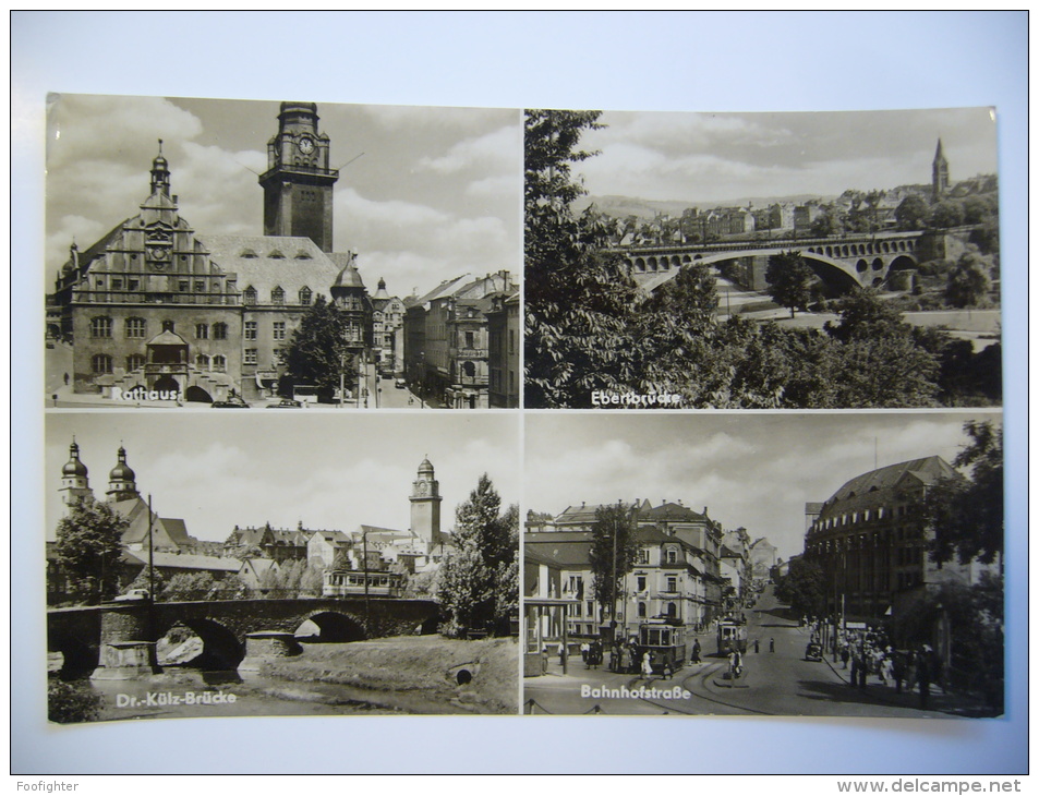 PLAUEN Rathaus Eberbrücke Banhofstrasse Dr. Külz-Brücke - Four Pics 1966 Used Stamp - Plauen