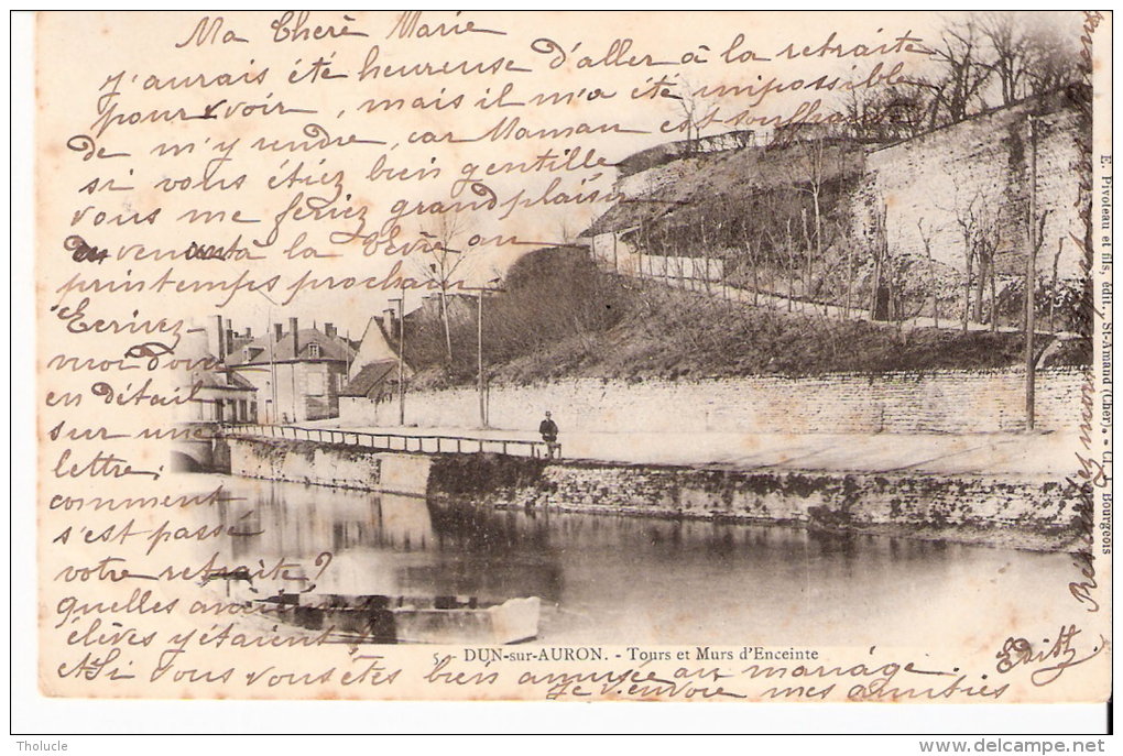 Dun-sur-Auron (Cher)-1902-Tours Et Murs D'Enceinte-Oblitération De Blancafort (voir Scan)-Edit. E.Pivoteau St. Amand - Dun-sur-Auron