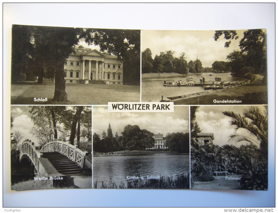 Wöerlitzer Park: Schloss Gondelstation Weisse Brücke Kirche Palmen Five Pics 1966 Used - Woerlitz