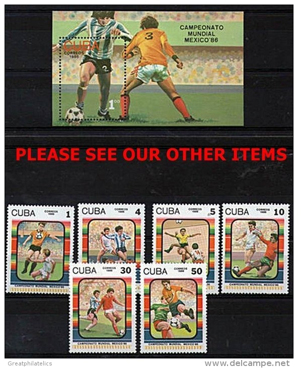 CUBA MEXICO 1986 SOCCER / FOOTBALL CUP + S/S SC.#2825-31 MNH SPORTS - Unused Stamps