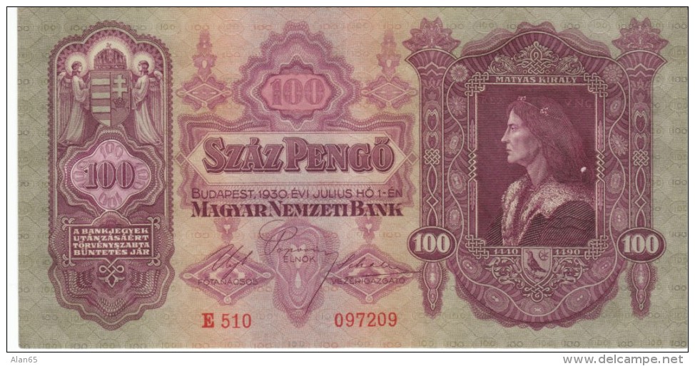 Hungary #98 100 Pengo 1930 Banknote Currency - Ungarn