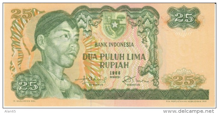 Indonesia #106 25 Rupiah 1968 Banknote Currency - Indonesia