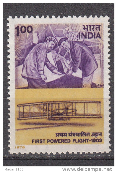 INDIA, 1978,  First Powered Flight, 50th Anniversary Of Flying And Gliding Movement  In India,  MNH, (**) - Unused Stamps