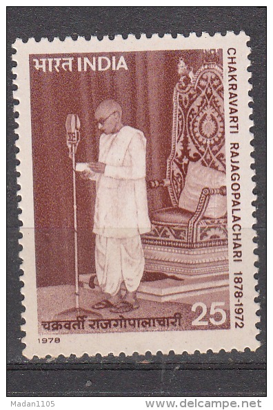 INDIA, 1978,  Birth Centenary Of Chakravarti Rajagopalachari, 1st Indian Post Independence Governor General,  MNH, (**) - Neufs