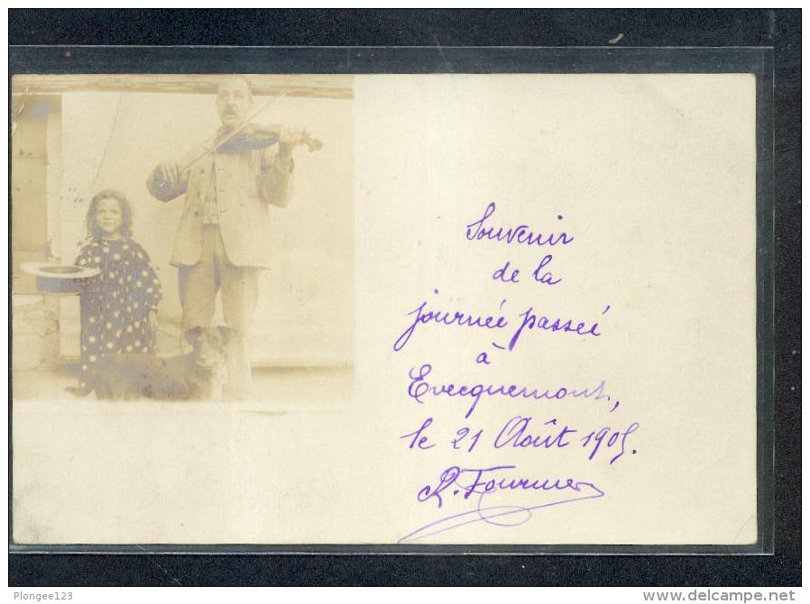 78 - PHOTO CARTE  EVECQUEMONT : Souvenir De La Journée Passée (violoniste) - Autres & Non Classés