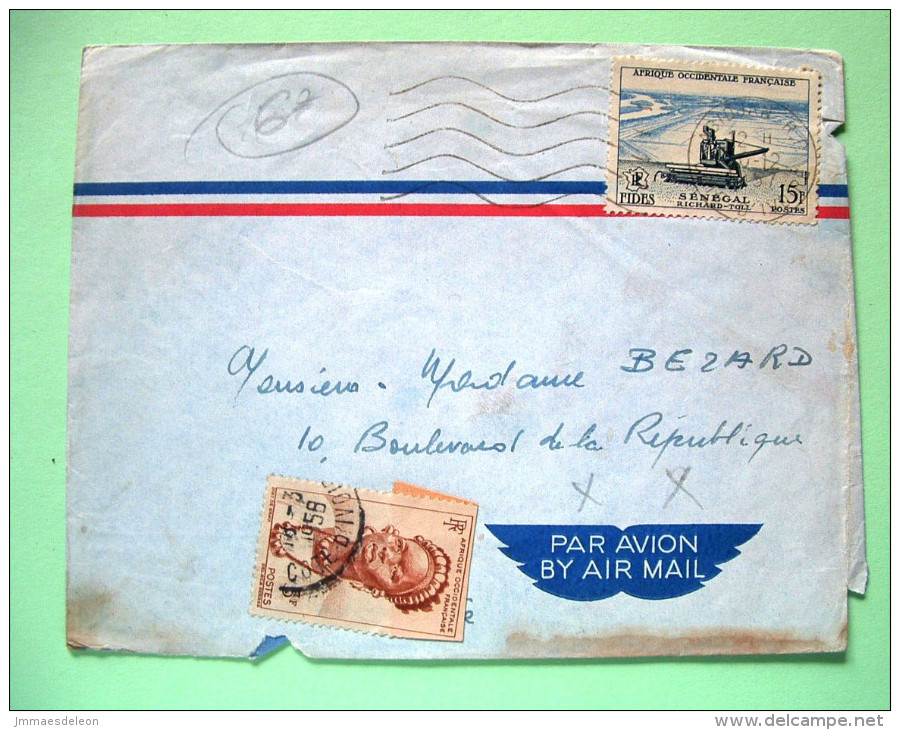 French West Africa - Senegal 1958 Cover To France - Farm Machinery Harvester - Covers & Documents