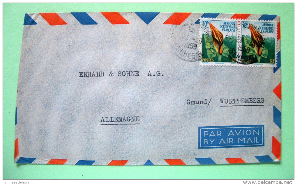 French West Africa - Senegal 1959 Cover To Germany - Flowers (Scott 81 =1.60 $) - Covers & Documents