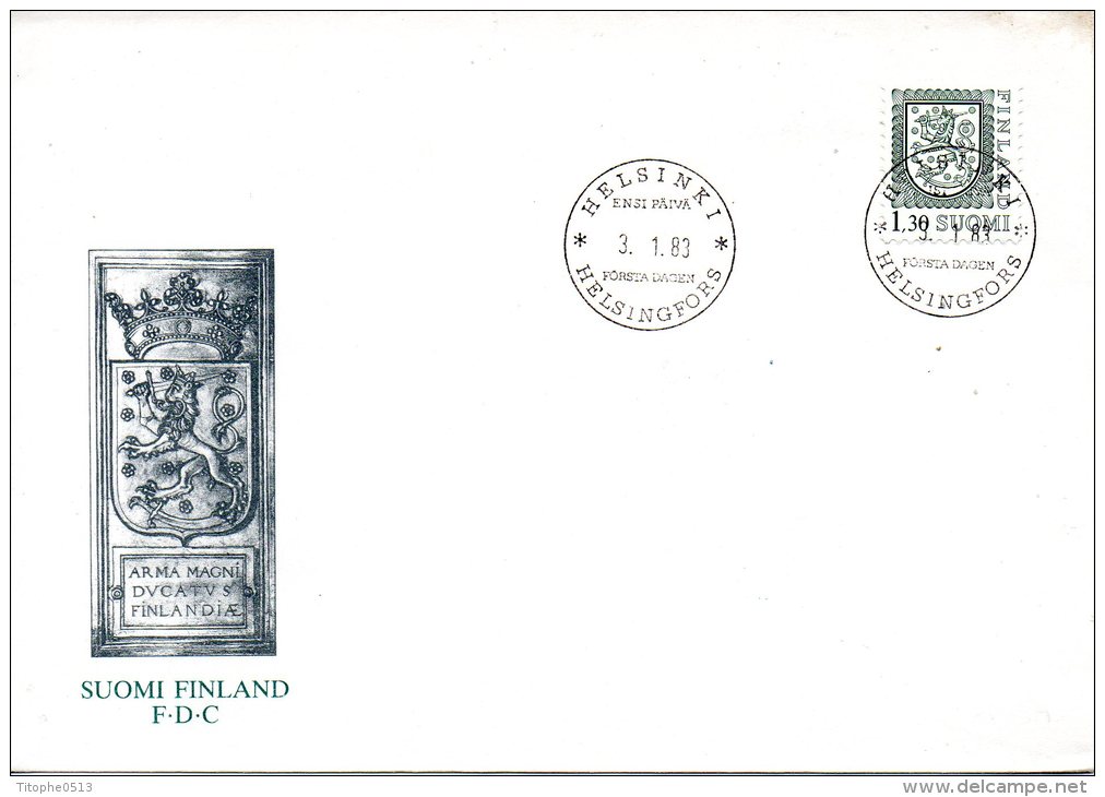 FINLANDE. N°882 Sur Enveloppe 1er Jour (FDC) De 1983. Armoiries Nationales. - Covers