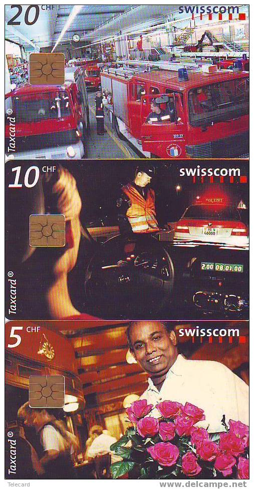 3 Télécartes SUISSE FIREBRIGADE BOMBIERE LES SAPEURS-POMPIERS BRANDWER Taxcartes (23) - Suisse