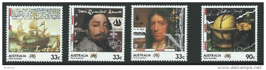 1985 Australia - Discovery, 200 Years Colonisation 4v., Ship, Globe, Map, Boats, Tasman, Dampier, Michel 927/30 - MNH - Explorateurs