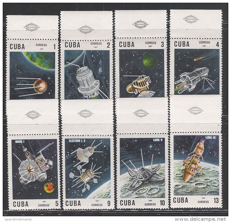 CUBA -1967 - 8 VALORI NUOVI S.T.L. CON BORDO DI FOGLIO DEDICATI ALLA ESPLORAZIONE DEL COSMO - In Ottime Condizioni. - Amérique Du Sud