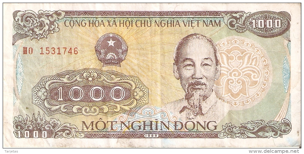 BILLETE DE VIETNAM DE 1000 DONG DEL AÑO 1988  (BANKNOTE) - Vietnam