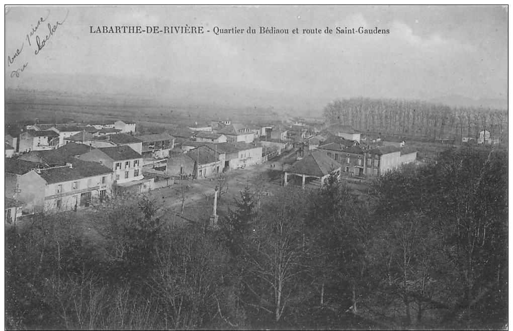 31-87 CPA  LABARTHE  DE RIVIERE Quartier De Bédiaou Et Route De Saint Gaudens     Belle Carte - Autres & Non Classés