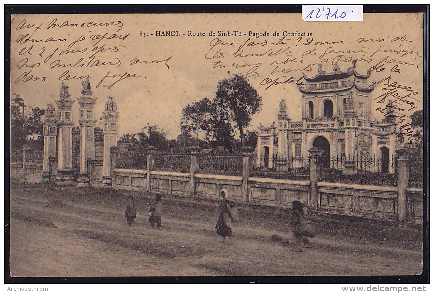 Tonkin : Hanoï : Route De Sinh-Tü - Pagode De Confusius ; Timbres Indochine Française, 1913 (12´710) - Viêt-Nam