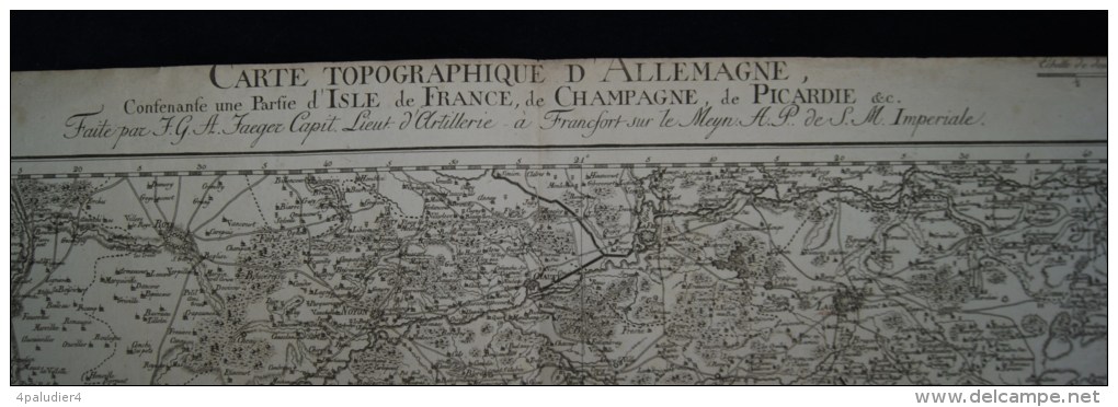 Carte Topographique D'Allemagne JAEGER XVIIIe Francfort Sur Le Meyn Champagne Picardie Soissons Aisne Oise Senlis Somme - Topographische Karten