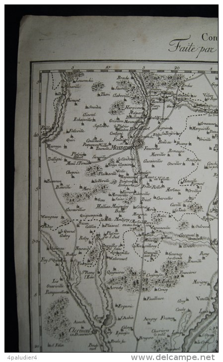 Carte Topographique d'Allemagne JAEGER XVIIIe Francfort sur le Meyn Champagne Picardie Soissons Aisne Oise Senlis Somme