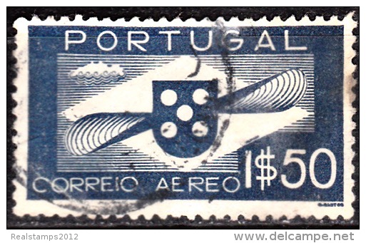 PORTUGAL - (CORREIO AÉREO) - 1936-1941,   Hélice.  1$50   (o)   MUNDIFIL  Nº 1 - Usado