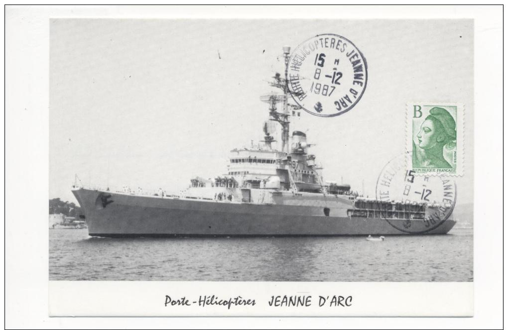 Porte Hélicoptères JEANNE D´ARC  Campagne 87/88 -   Marianne "TARIF B" Oblitérée CAD 8/12/1987 Sur Carte Postale - Naval Post