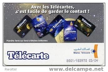 @+ Maroc - Planetes 10Dh - Puce SIE35 - Date 03/04 Serie 8001 - Marokko