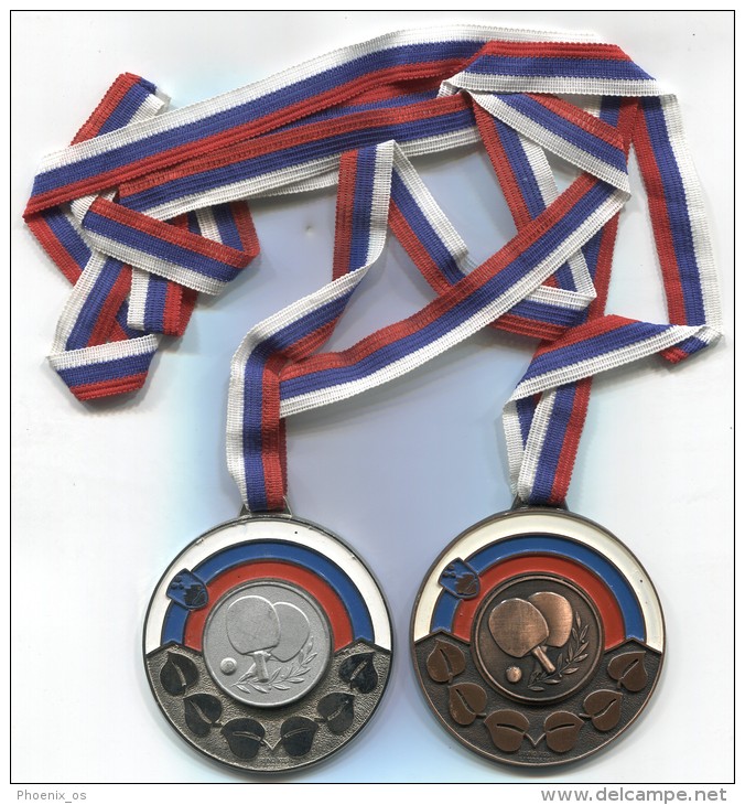 Table Tennis - Medal SLOVENIA, 2 Pieces, Diameter 62 Mm - Tennis De Table