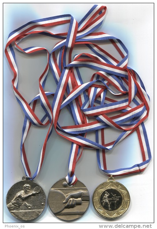 Table Tennis - Medal CROATIA, 3 Pieces, Diameter 48, 45, 42 Mm - Tennis De Table