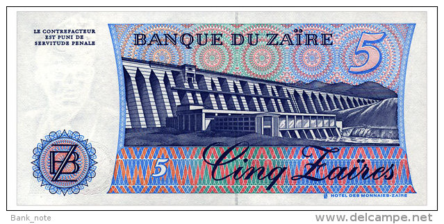ZAIRE 5 ZAIRES 1985 Pick 26A Unc - Zaire