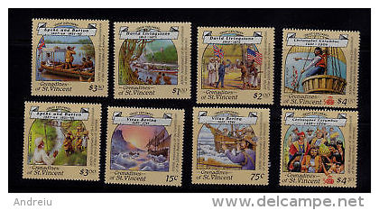 1988 St Vincent Grenadines- Explorers 8v., Columbus , Livingstone, Bering, Ships, Sailors,Scott 596/03  MNH - Explorateurs