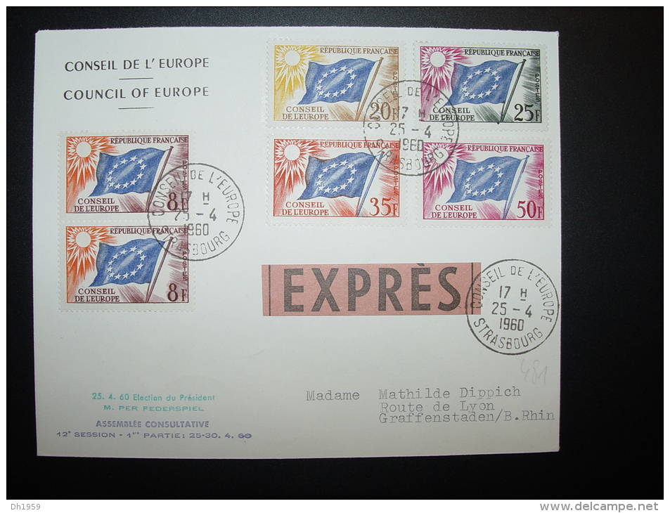 25.4.1960  STRASBOURG CONSEIL  COUNCIL EUROPE EUROPARAT - Cartas & Documentos