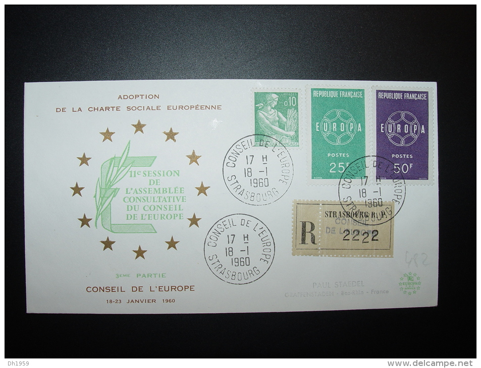 18.1.1960  STRASBOURG CONSEIL  COUNCIL EUROPE EUROPARAT - Cartas & Documentos