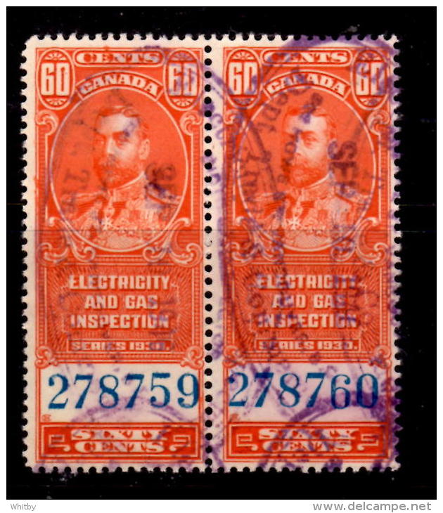 Canada 1930 60 Cent Light And Gas Inspection Issue #feg2   Pair - Steuermarken