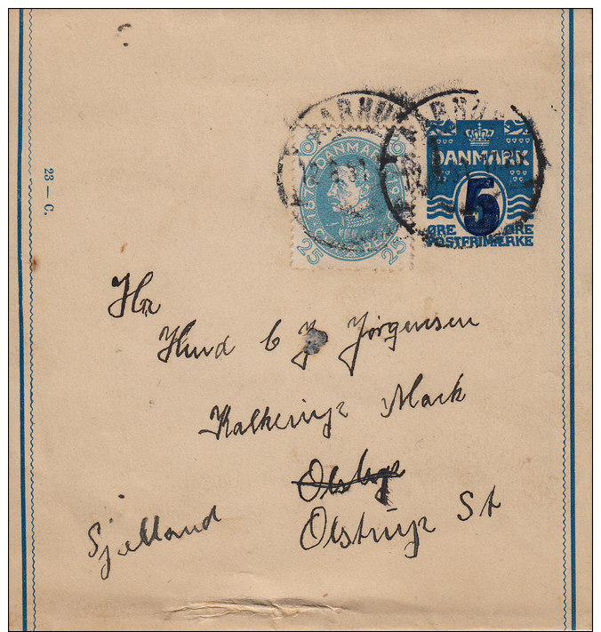 Denmark; Wrapper - 3th. Weightclass - Control #23-C - Inv. Wm. - Entiers Postaux