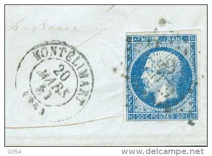 Yvert N°14 Sur LAC Oblitéré Pc 2079 ( Mal Venu ) Montélimar ( Avec Un T  à La Fin ) En Mars 1857  - Ad23010 - 1849-1876: Classic Period