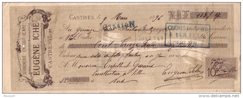 TARN - CASTRES - SERRURERIE EN TOUT GENRE - EUGENE ICHE - 1896 - Lettres De Change