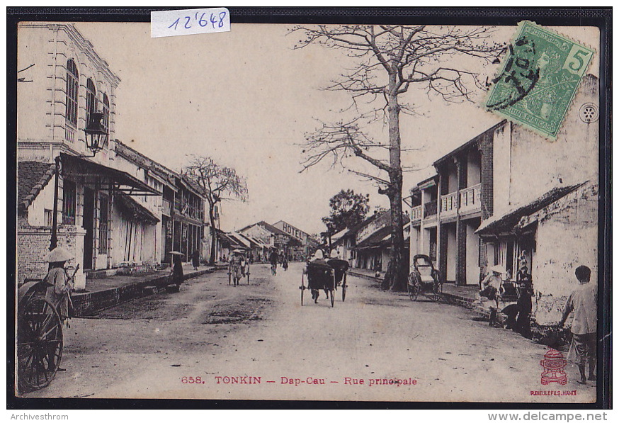 Tonkin - Dap-Cau - Rue Principale Avec Pousse-pousses - Timbre Indochine Française 1906 (12´648) - Viêt-Nam