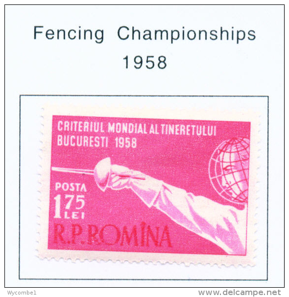 ROMANIA - 1958 Fencing Mounted Mint - Neufs