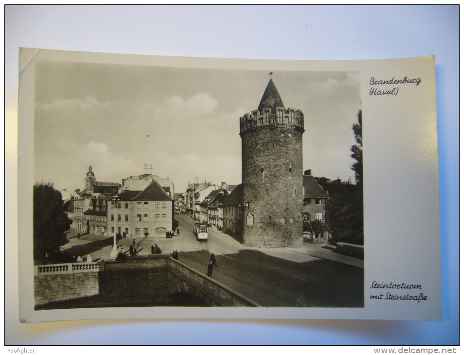 Brandenburg (Havel): Steintorturm Mit Steinstrasse Tram Unused 1954 DDR - Brandenburg