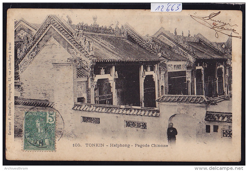 Tonkin - Haïphong - Pagode Chinoise - Timbres Indochine Française Et Taxe 1906 (12´663) - Viêt-Nam